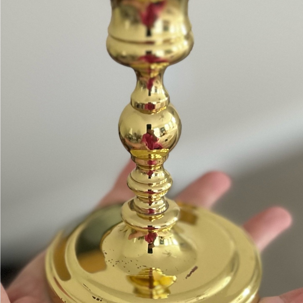 Gold plated Brass Candle Holder - Gold Accent Home Decor - Picture 4 of 8